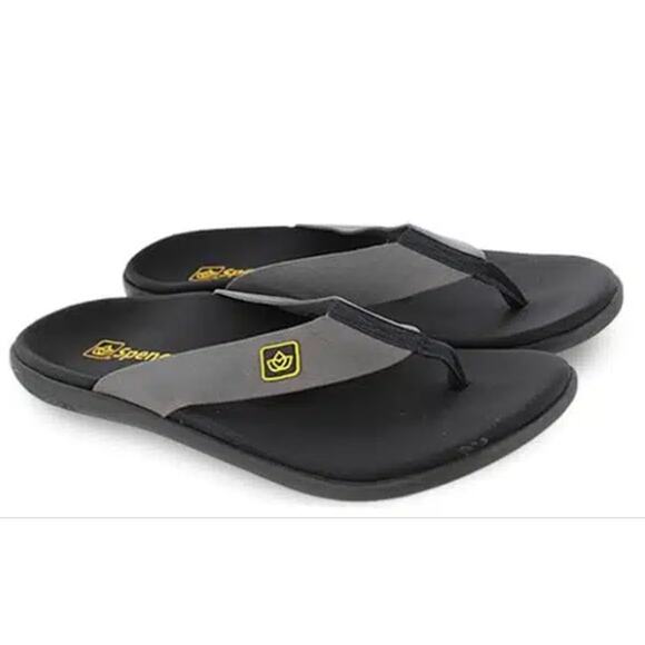Spenco Men's Size 11 / 45 Pure Black Flip Flops Sandals Orthotic Comfort Shoes - Picture 1 of 7